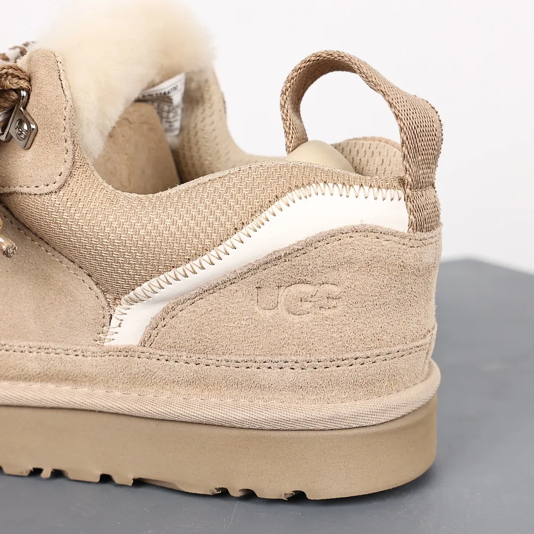 Pick up locally 💰680 Core recommended good price UGG versatile items 2023 new Highland series Polyester fiber mesh lining 10mm plush lining Insole Recycled ballistic canvas mesh Suede leather upper two-color flat shoelaces EVA outsole Lowmel Mel casual shoes Size: 35 36 37 38 39 40 41 42 43 44 45